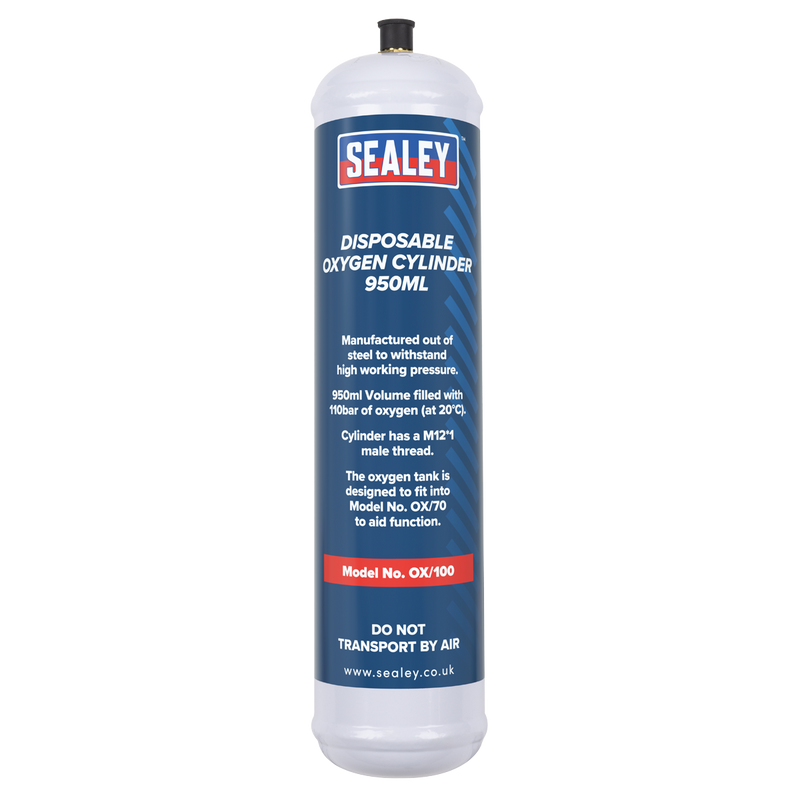 Sealey Disposable Oxygen Cylinder 950ml Pack of 6