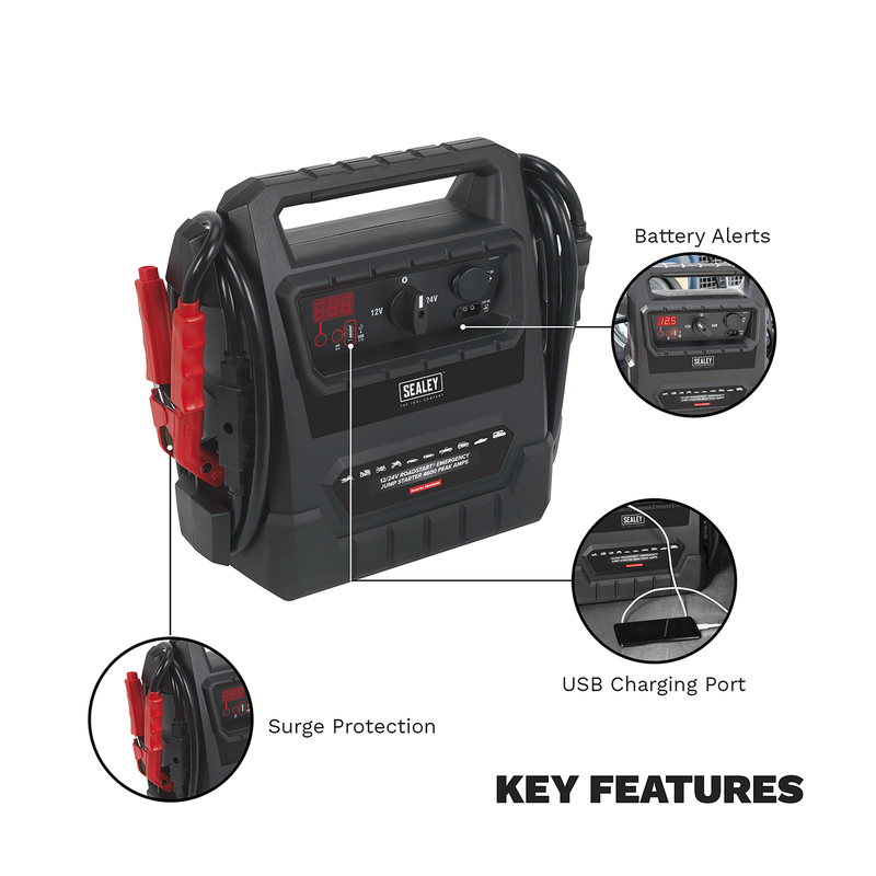 Sealey 12/24V RoadStart Emergency Jump Starter 4600 Peak Amps