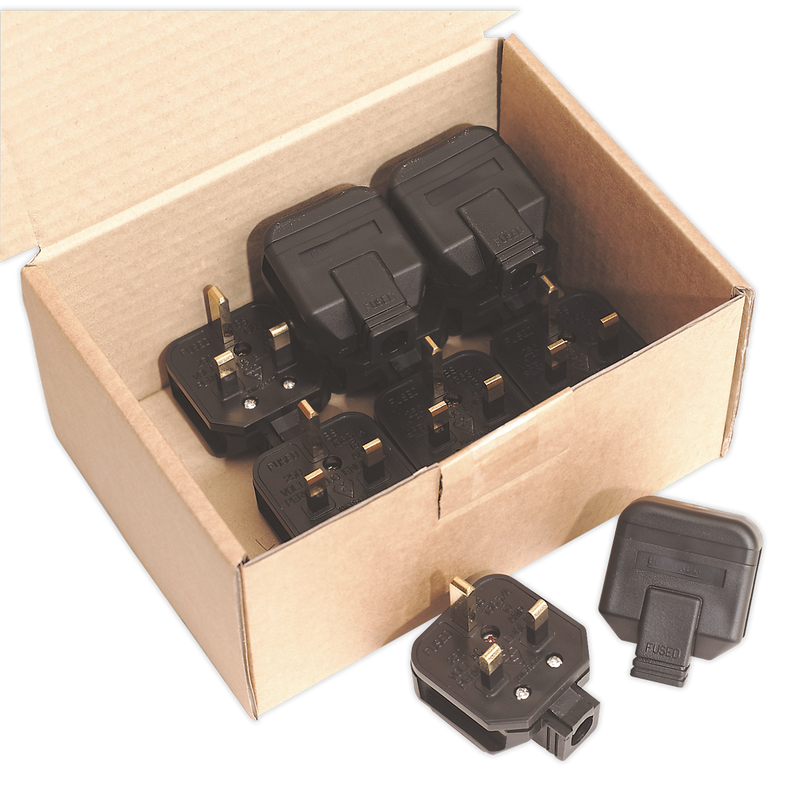 Sealey 13A Heavy-Duty Rewirable Plug - Black - Pack of 10