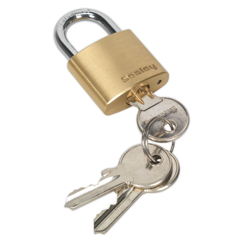 Sealey Brass Body Padlock 30mm Model PL100 with 3 Keys