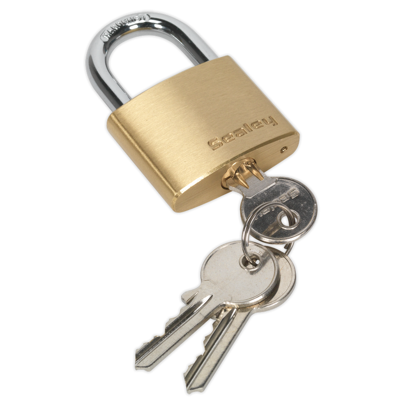 Sealey Brass Body Padlock 30mm Model PL100 with 3 Keys