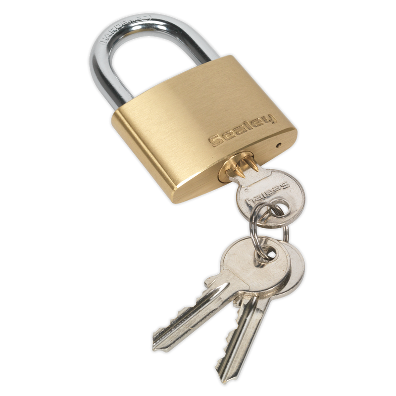 Sealey Brass Body Padlock 30mm Model PL100 with 3 Keys