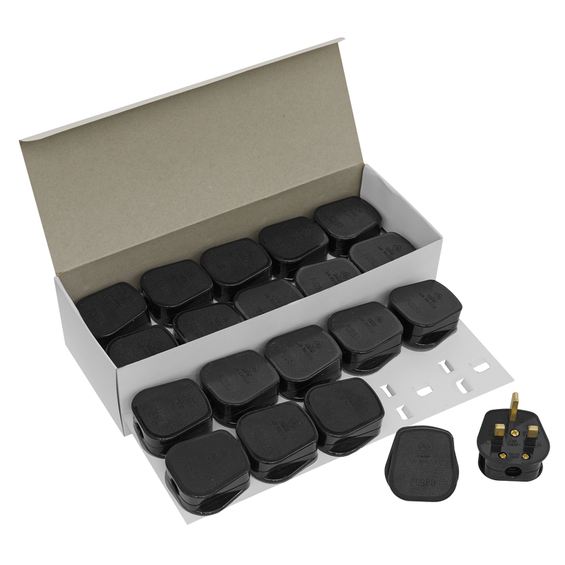 Sealey 13A Rewirable Plug Black Pack of 20
