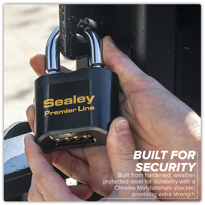 Sealey Premier Steel Body Combination Padlock 62mm 4-Wheel Security