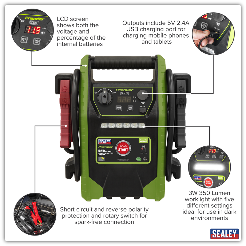Sealey Premier 12/24V RoadStart Jump Starter 4400A Peak Amps