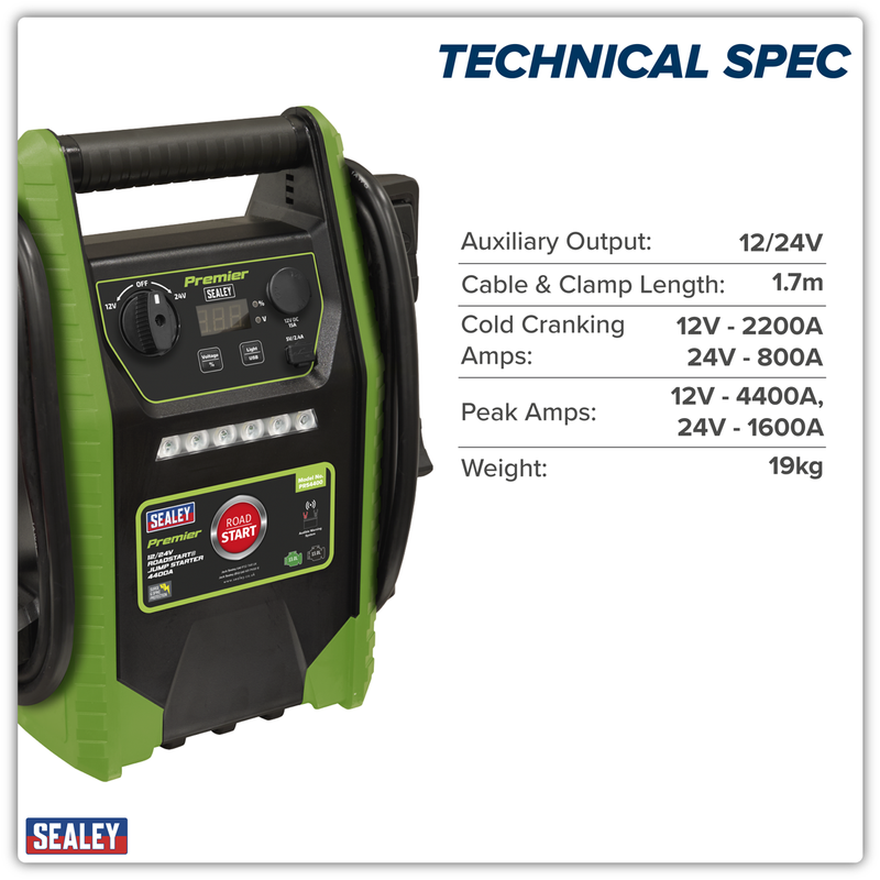 Sealey Premier 12/24V RoadStart Jump Starter 4400A Peak Amps
