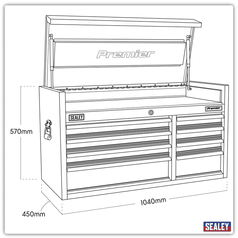 Sealey Premier 8 Drawer Tool Chest 1040mm - Heavy-Duty Black