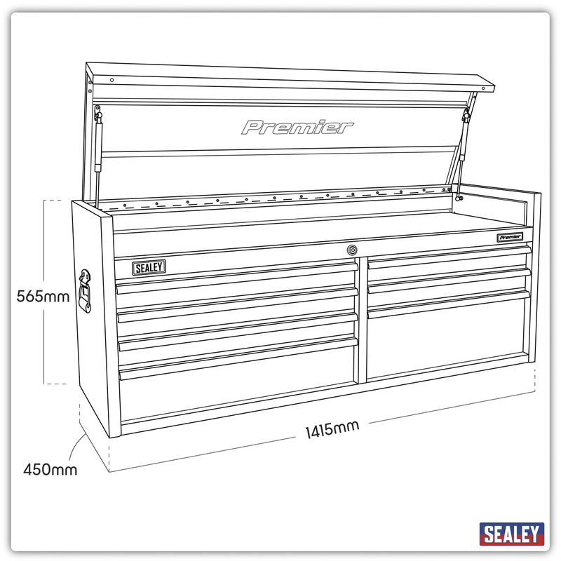 Sealey Premier 7 Drawer Tool Chest 1415mm - Heavy-Duty Black