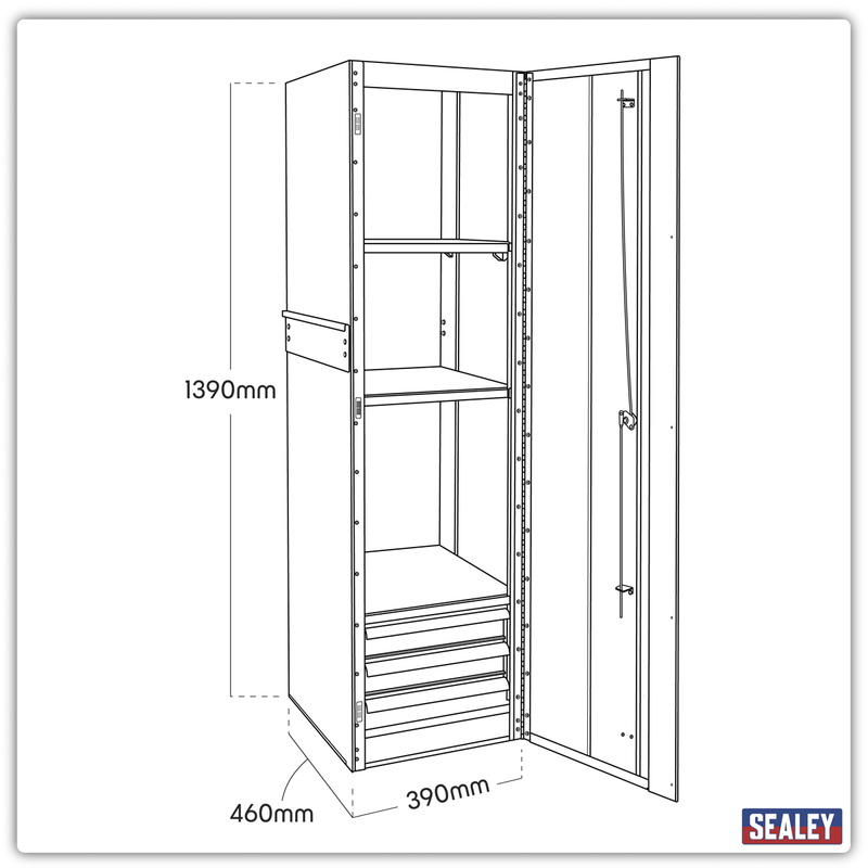 Sealey Premier Heavy-Duty Hang-On Locker 3 Drawer 390x460x1390mm
