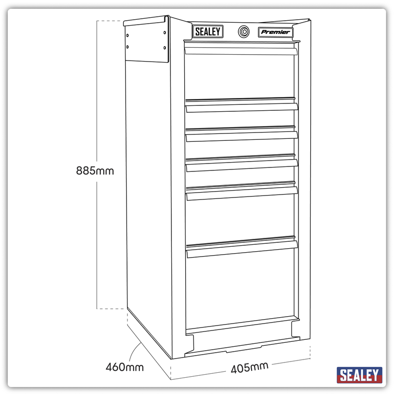 Sealey Premier 6 Drawer Heavy-Duty Locker Tool Chest 405x460x885mm