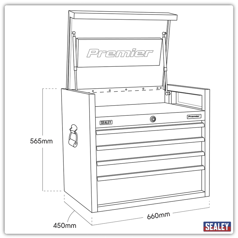 Sealey Premier Tool Chest 4 Drawer 660mm - Heavy-Duty Black