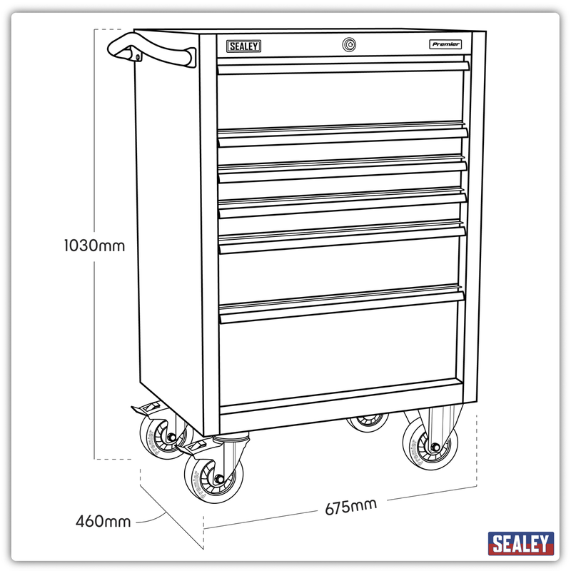Sealey Premier 6 Drawer Heavy-Duty Rollcab 675mm Tool Chest
