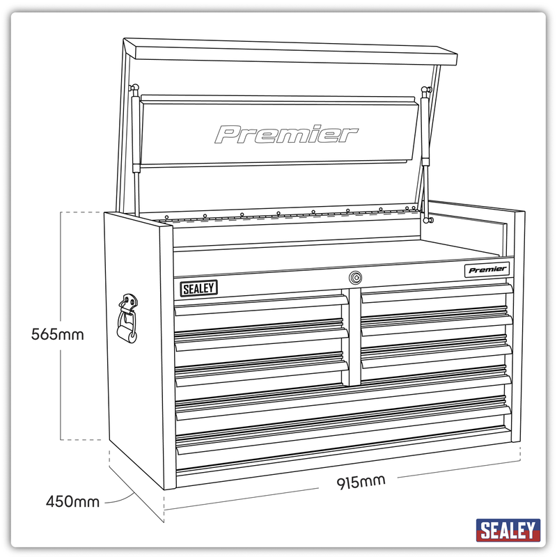 Sealey Premier 8 Drawer Tool Chest 915mm - Heavy-Duty Black