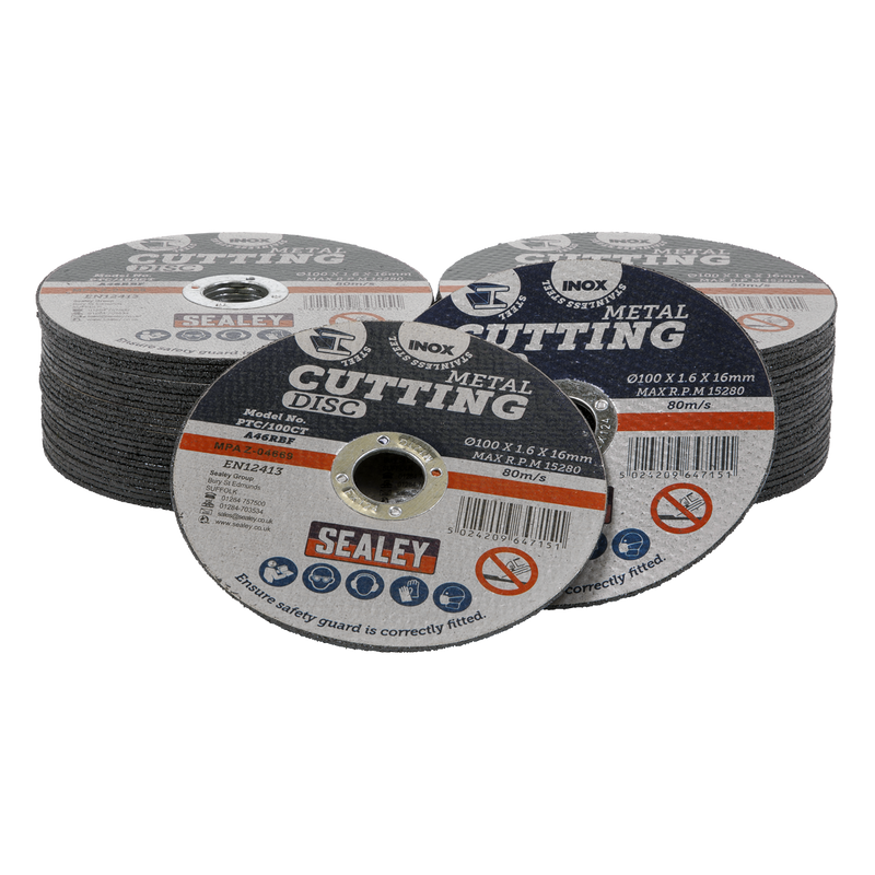 Sealey Cutting Disc 100mm Ø1.6mm Bore Pack of 50