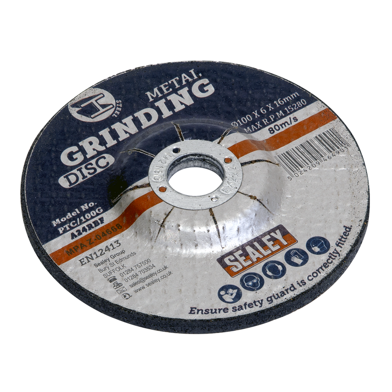 Sealey Grinding Disc 100mm Ø6mm Bore PTC/100G