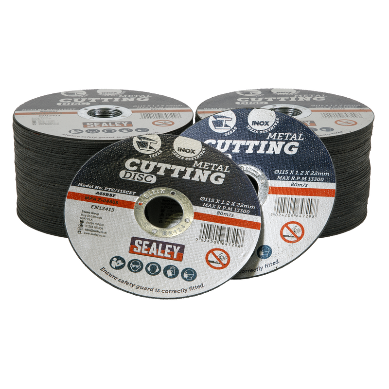 Sealey Cutting Disc 115mm Ø22mm Bore Pack of 100