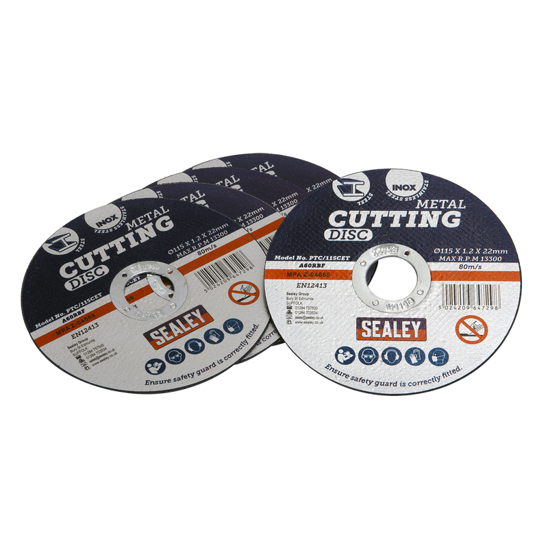 Sealey Cutting Disc 115mm Ø22mm Bore Pack of 5