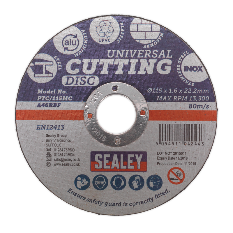 Sealey Universal Cutting Disc Ø115 x 1.6mm 22mm Bore