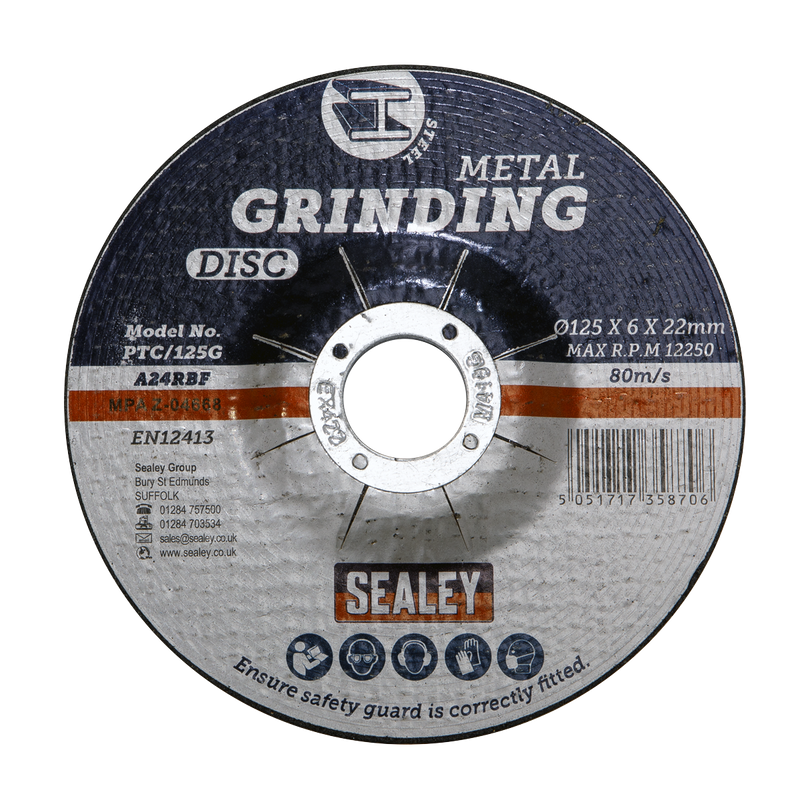 Sealey Grinding Disc 125x6mm Ø22mm Bore PTC/125G