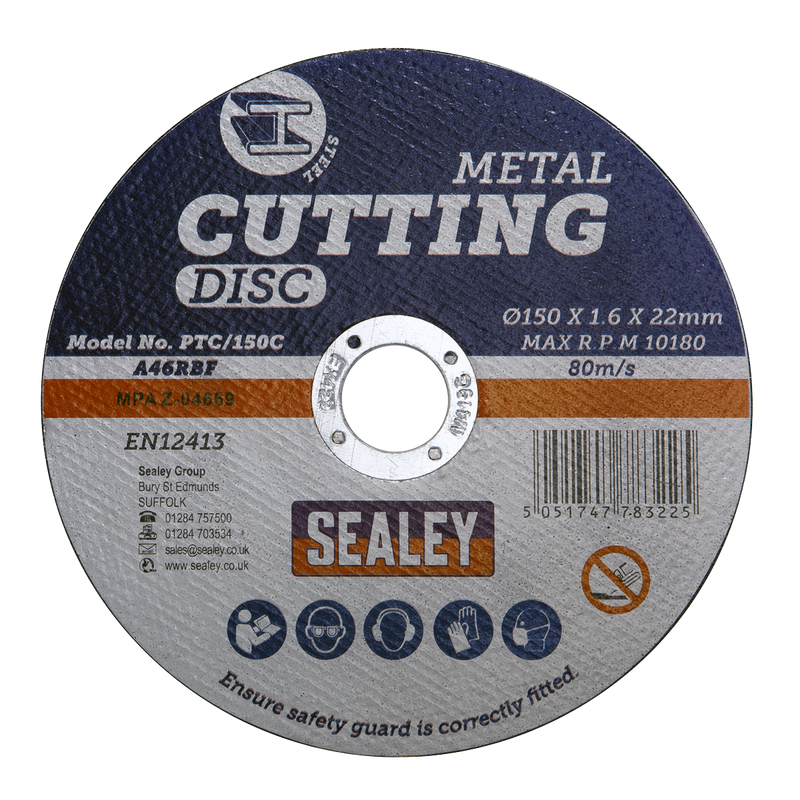 Sealey Cutting Disc Ø150 x 1.6mm Bore Ø22mm PTC/150C