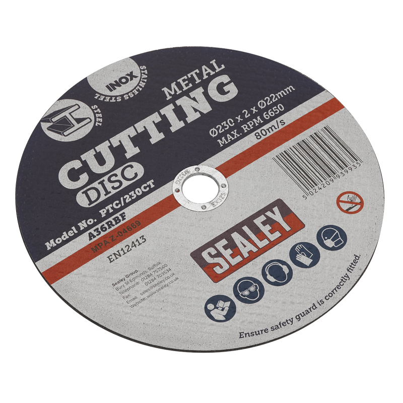 Sealey Cutting Disc 230 x 2mm Ø22mm Bore PTC/230CT