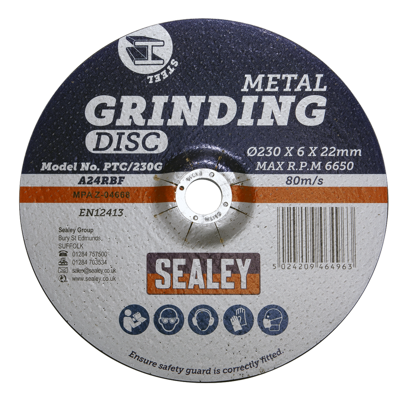 Sealey Grinding Disc 230 x 6mm Ø22mm Bore PTC/230G