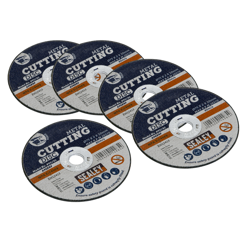 Sealey Cutting Disc 75mm Ø2mm Bore Pack of 5