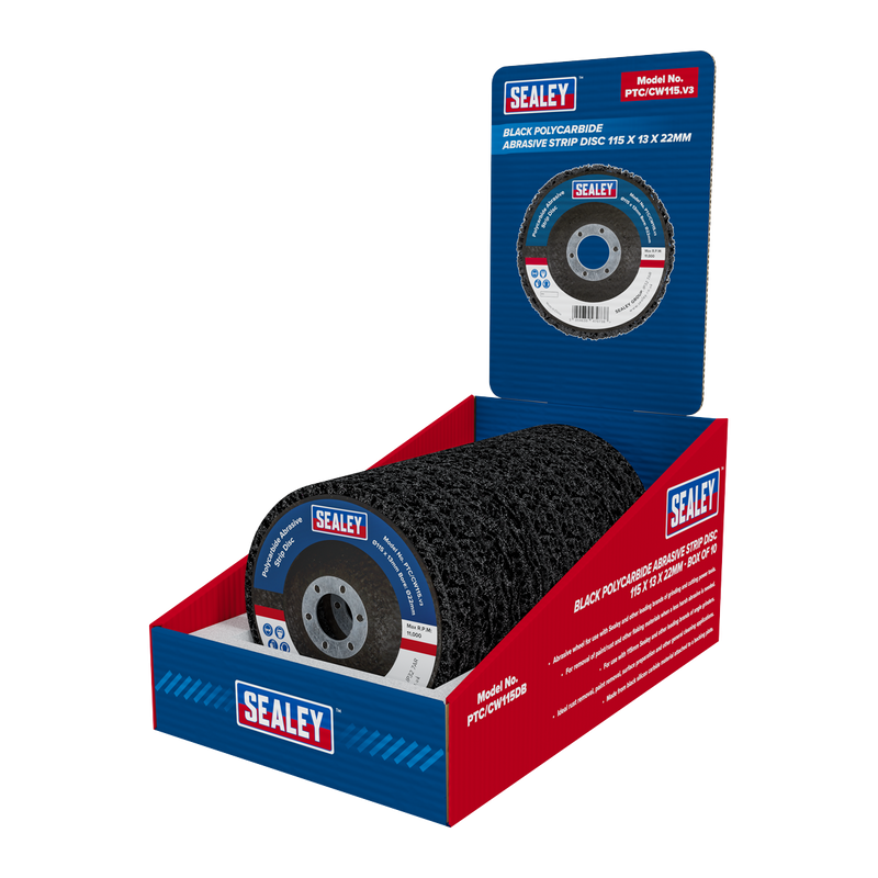 Sealey Polycarbide Abrasive Strip Disc 115mm Ø22mm Bore - Box of 10