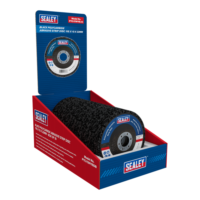 Sealey Polycarbide Abrasive Strip Disc 115mm Ø22mm Bore - Box of 10
