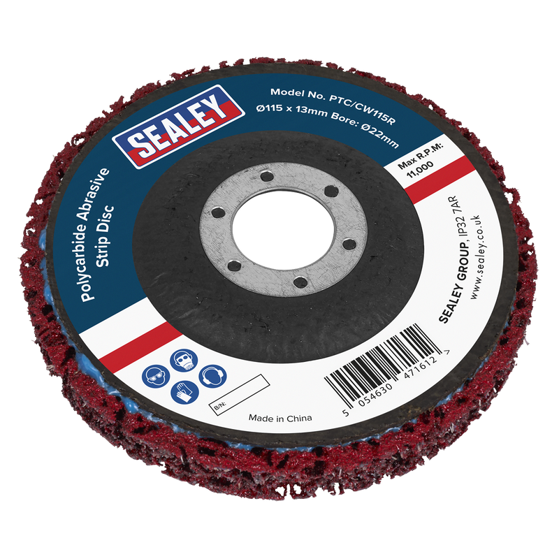 Sealey Polycarbide Abrasive Strip Disc 115mm Ø22mm