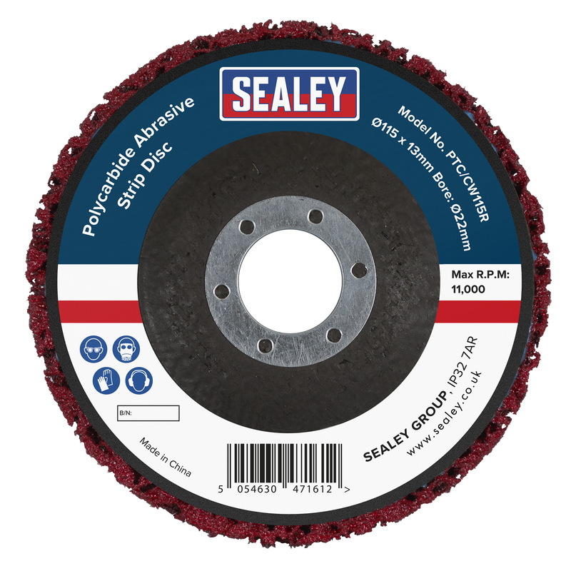 Sealey Polycarbide Abrasive Strip Disc 115mm Ø22mm