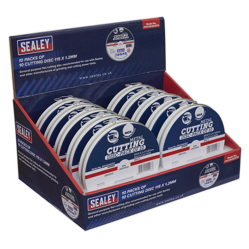 Sealey Cutting Discs 115mm x 1.2mm Pack of 10