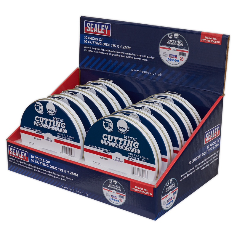 Sealey Cutting Discs 115mm x 1.2mm Pack of 10