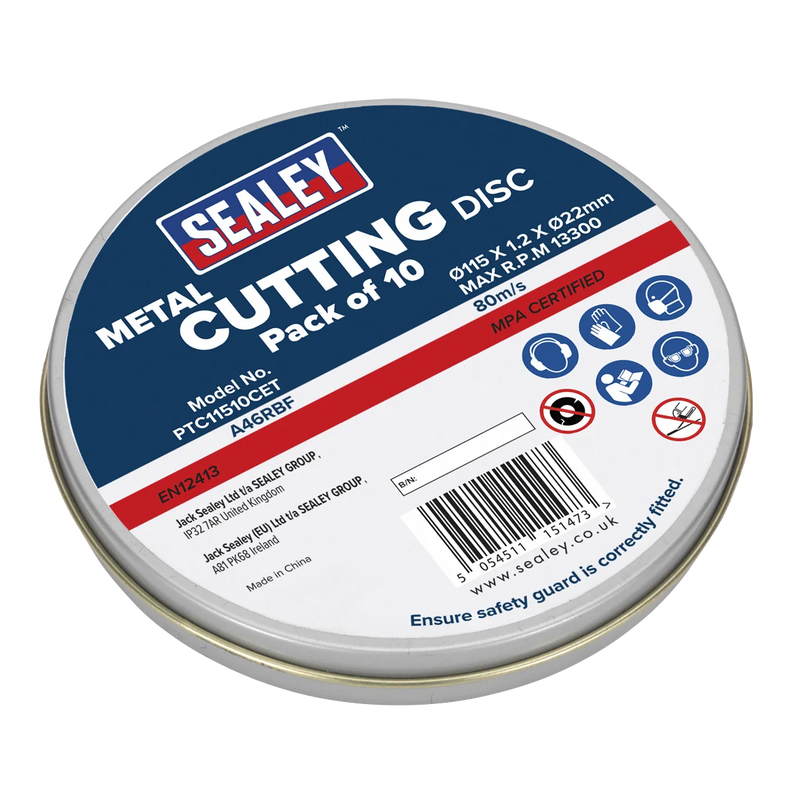 Sealey Cutting Disc 115mm Ø1.2mm Bore 22mm - Pack of 10