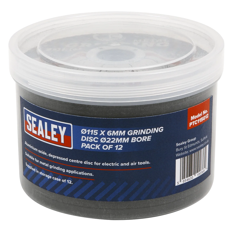 Sealey Grinding Disc 115mm x 6mm 22mm Bore - Pack of 12