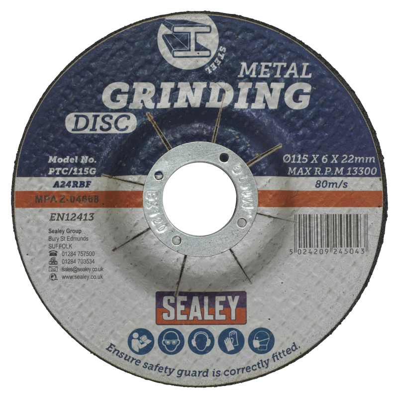 Sealey Grinding Disc 115mm x 6mm 22mm Bore - Pack of 12