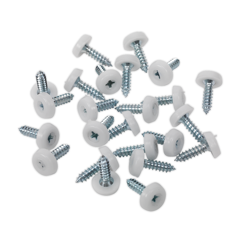Sealey Numberplate Screw 4.8 x 18mm White Pack of 50