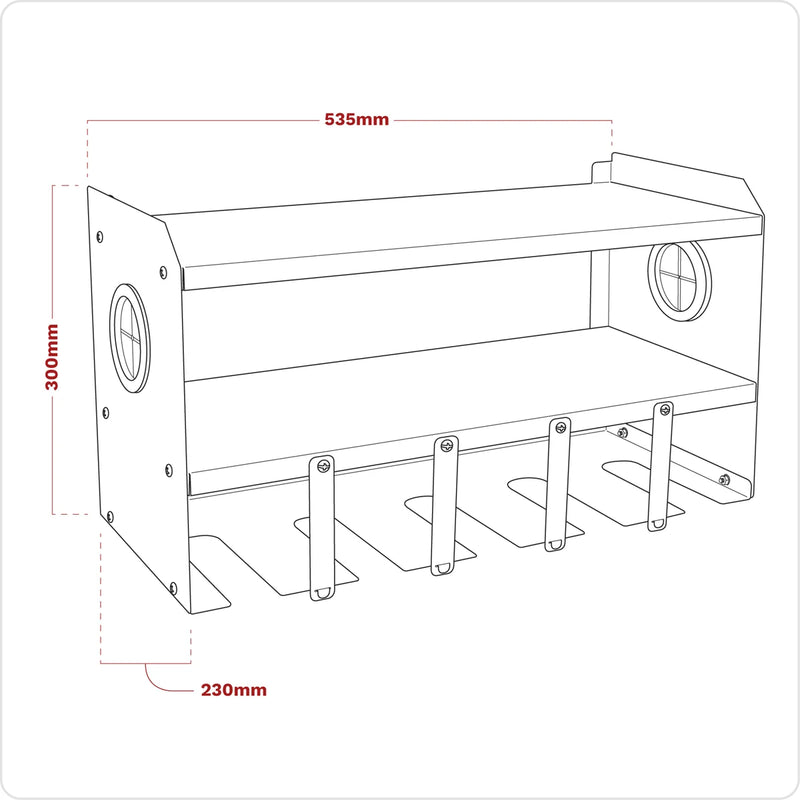 Sealey Power Tool Storage Rack - 5 Bay, 535 x 230 x 300mm