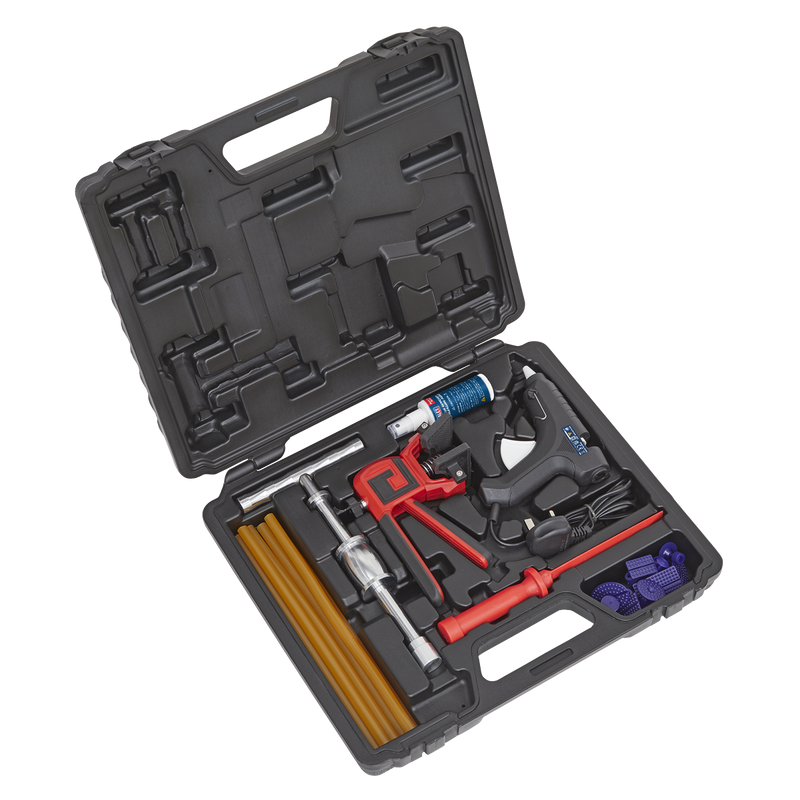 Sealey Hot Glue Paintless Dent Repair Kit RE105 with 360° Puller Tool