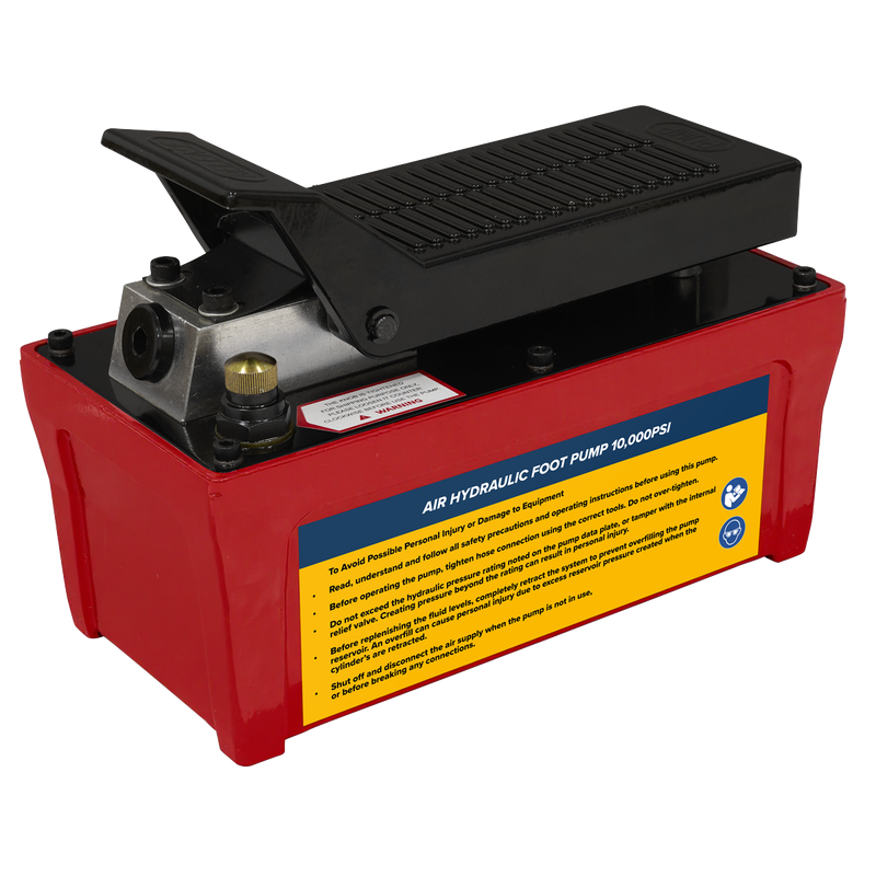 Sealey Air Hydraulic Foot Pump 10,000psi 1600cc Oil Capacity