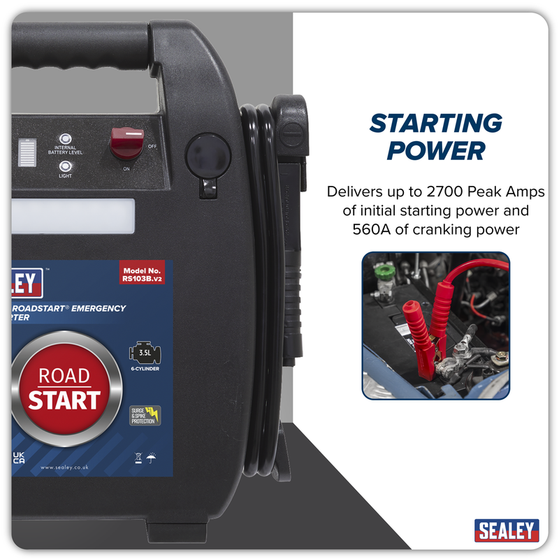 Sealey 12V Emergency Jump Starter RS103B 2700 Peak Amps