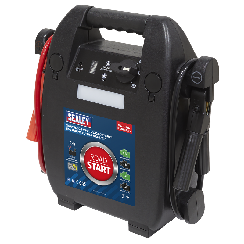 Sealey RoadStart 12/24V Jump Starter 3100A for 8-Cylinder Engines