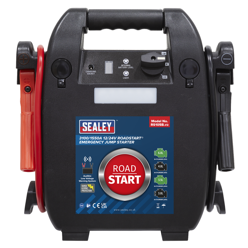 Sealey RoadStart 12/24V Jump Starter 3100A for 8-Cylinder Engines
