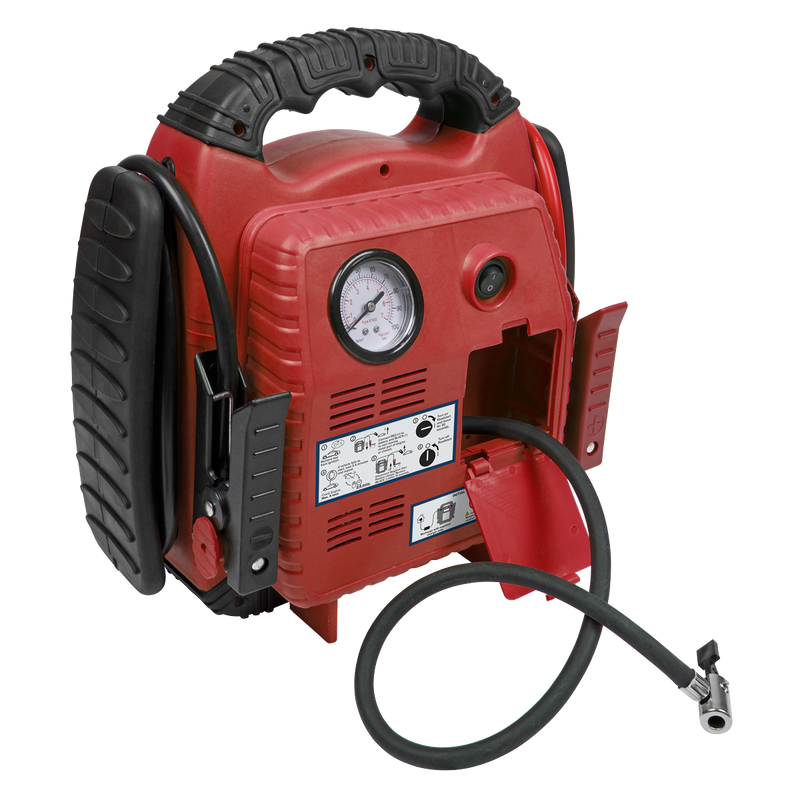 Sealey RoadStart® 12V Jump Starter with Air Compressor 900 Peak Amps
