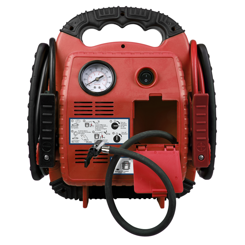 Sealey RoadStart® 12V Jump Starter with Air Compressor 900 Peak Amps