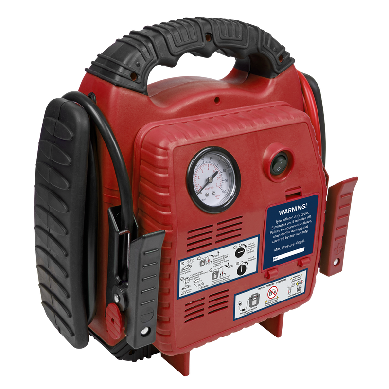 Sealey RoadStart® 12V Jump Starter with Air Compressor 900 Peak Amps