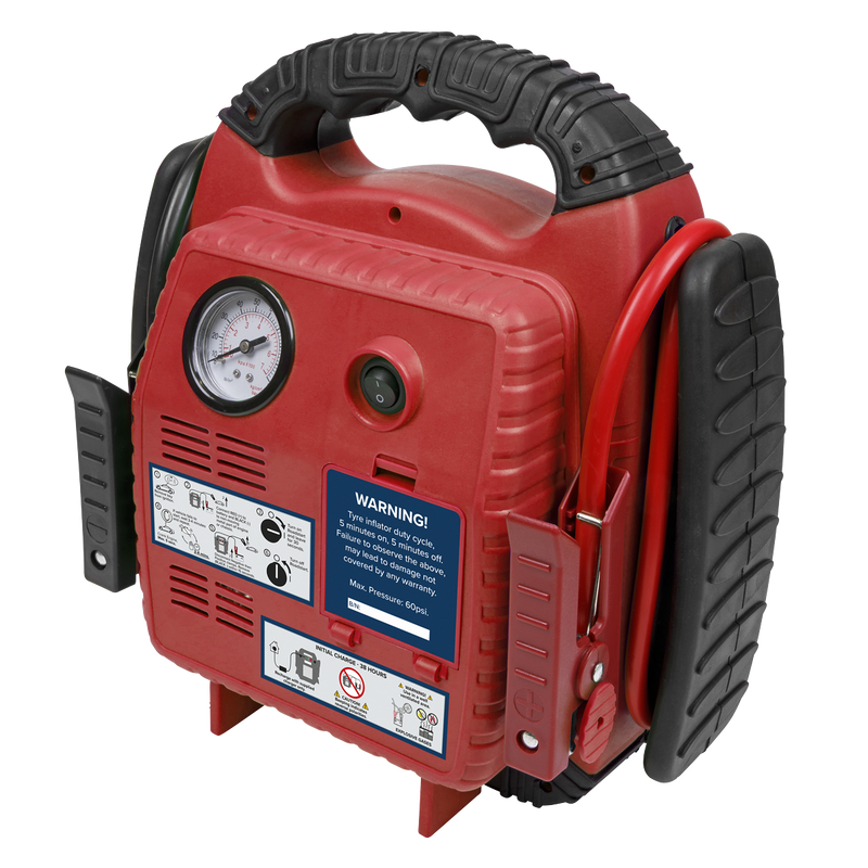 Sealey RoadStart® 12V Jump Starter with Air Compressor 900 Peak Amps