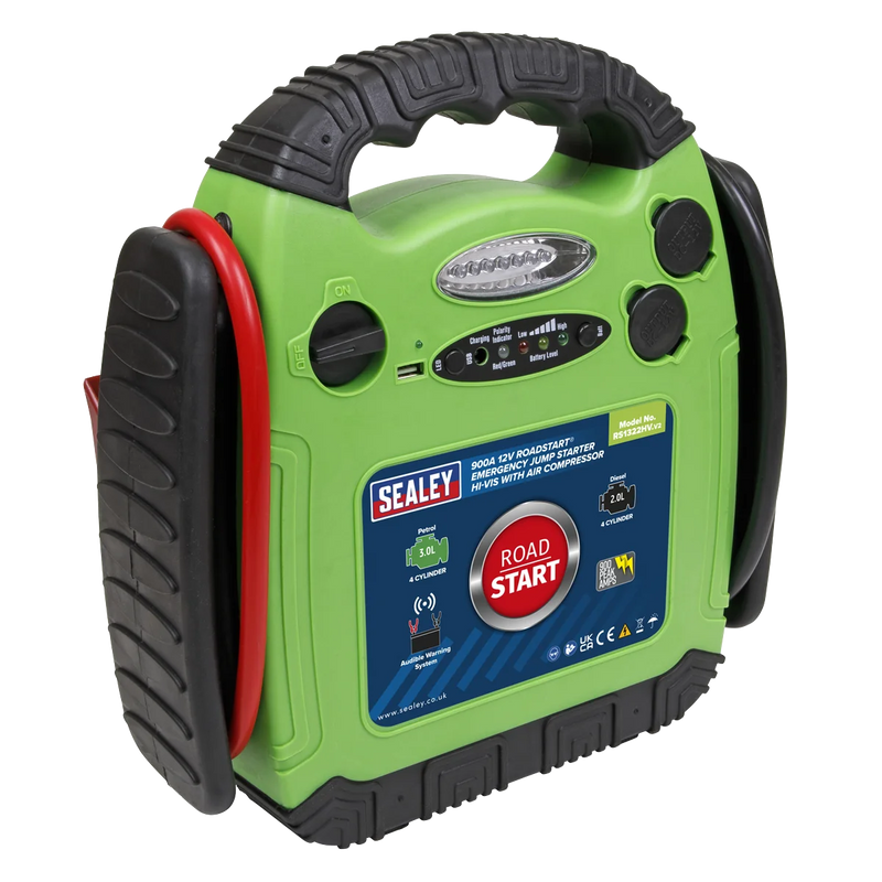 Sealey RoadStart® 12V Jump Starter with Air Compressor 900A