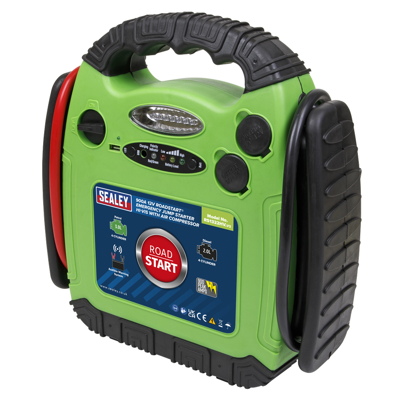 Sealey RoadStart® 12V Jump Starter with Air Compressor 900A