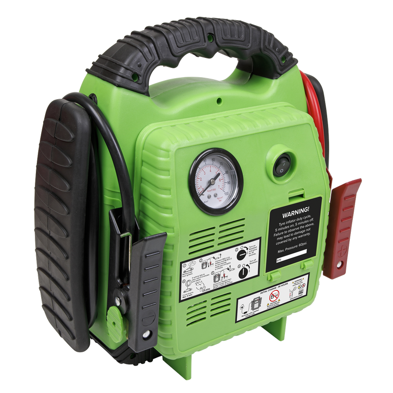 Sealey RoadStart® 12V Jump Starter with Air Compressor 900A